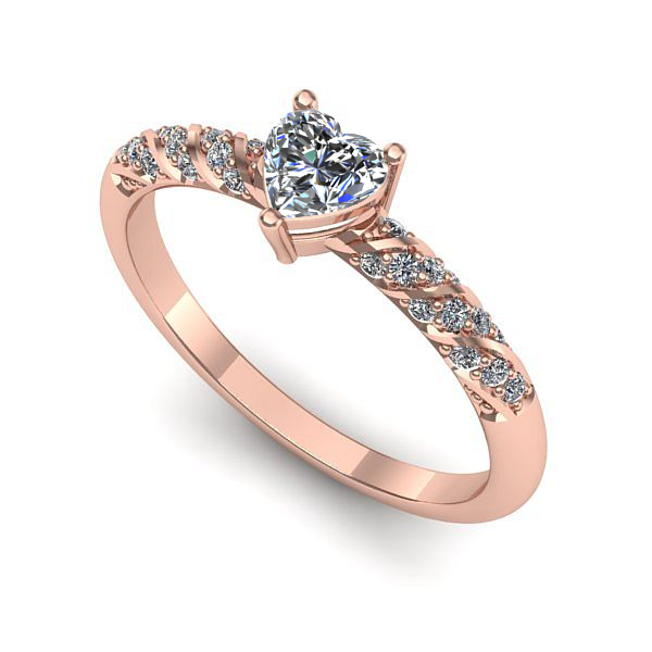 Inel de logodna din aur roz cu diamant