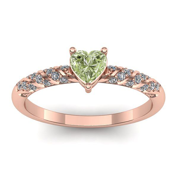 Inel de logodna cu diamant de laborator verde inima