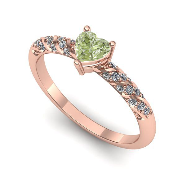Inel logodna din aur roz cu diamant de laborator verde