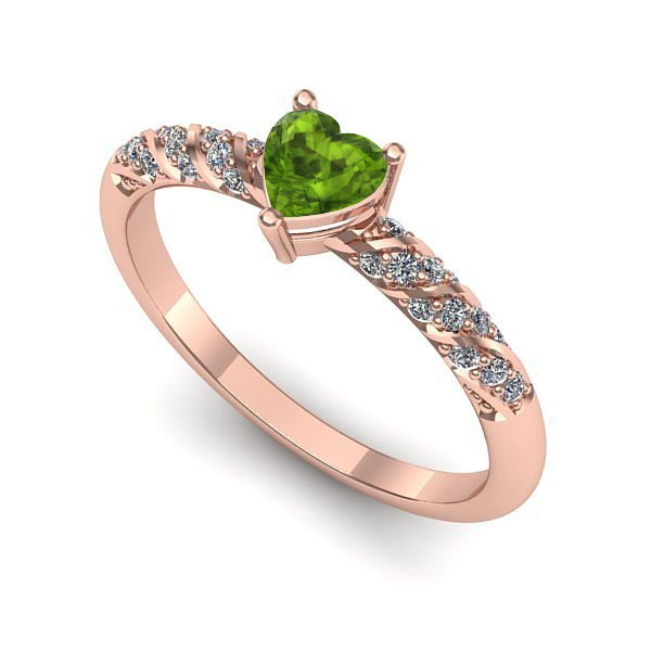 Inel din aur roz cu peridot