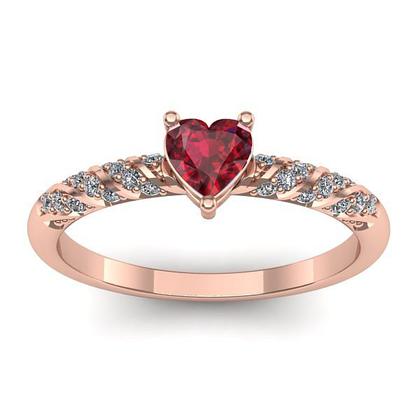 Inel de logodna cu rubin inima