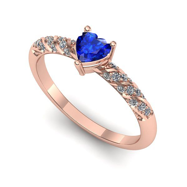 Inel din aur roz cu safir