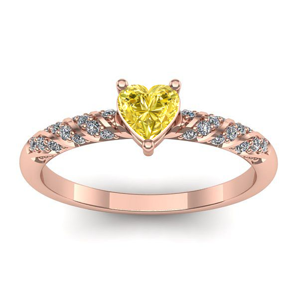 Inel logodna cu safir galben inima