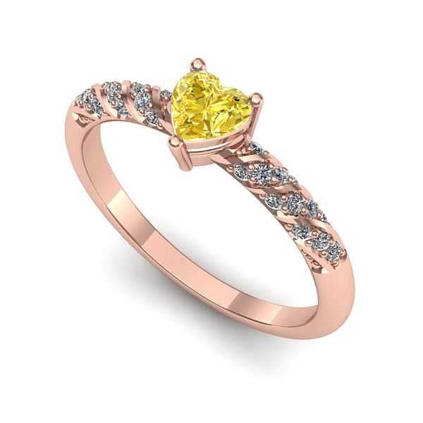Inel de logodna din aur roz cu safir galben