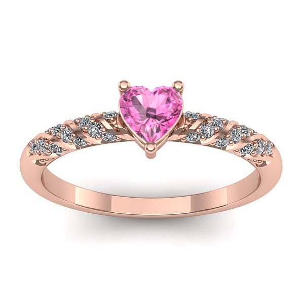 Inel logodna cu safir roz inima