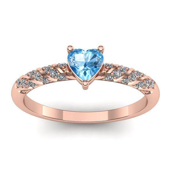 Inel cu topaz blue inima
