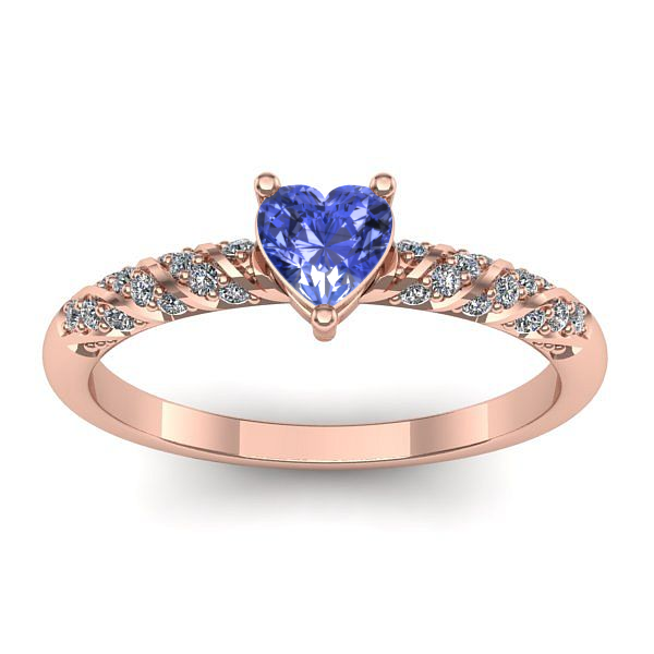 Inel logodna cu tanzanit inima