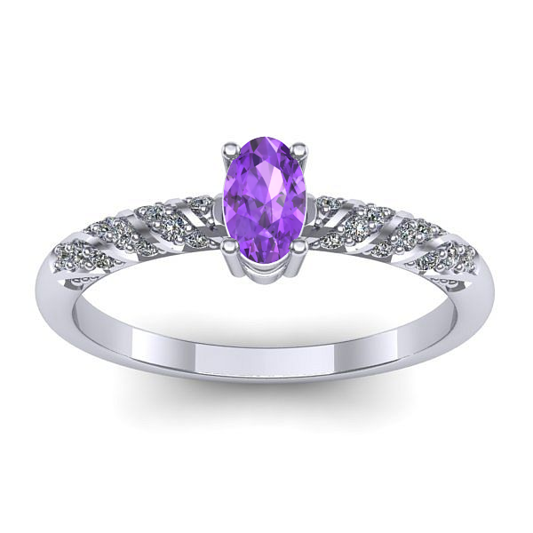 Inel de logodna cu ametist oval