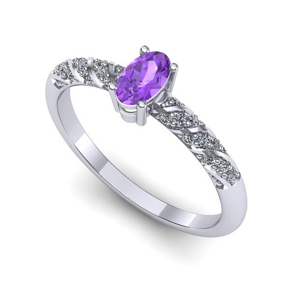 Inel de logodna din aur alb cu ametist