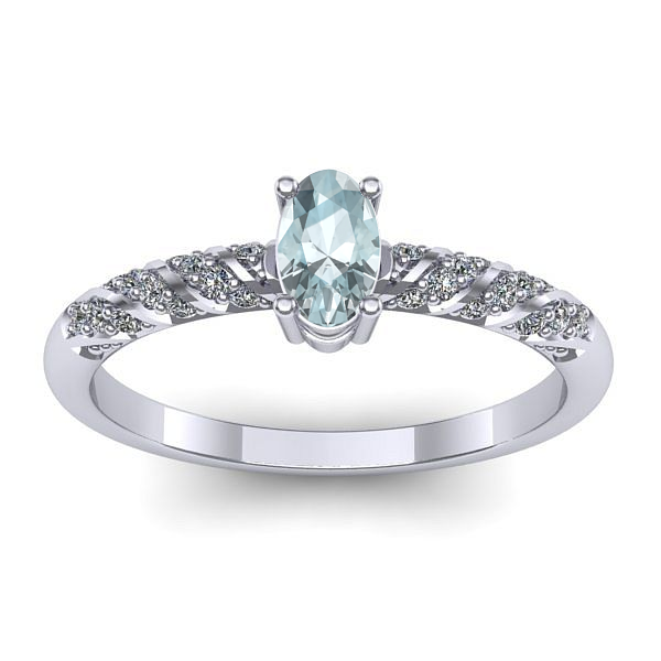 Inel logodna cu aquamarin oval