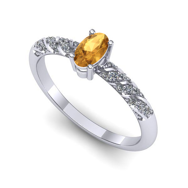 Inel de logodna din aur alb cu citrin