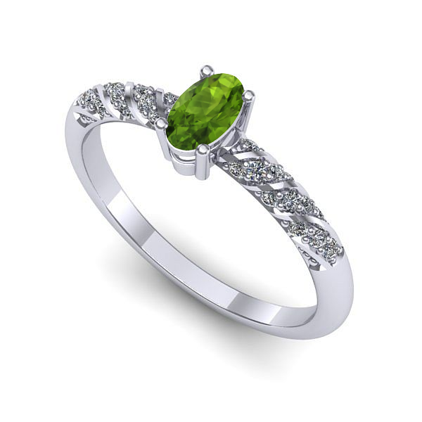 Inel logodna din aur alb cu peridot