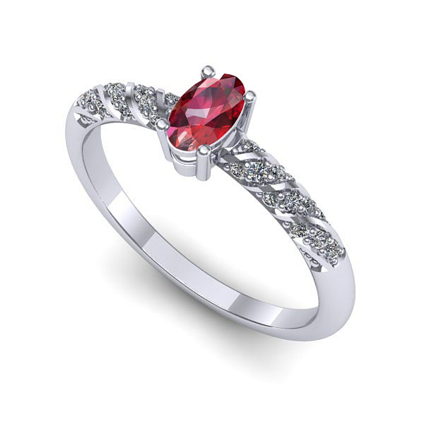 Inel de logodna din aur alb cu rubin