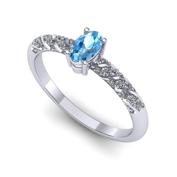 Inel din aur alb cu topaz blue