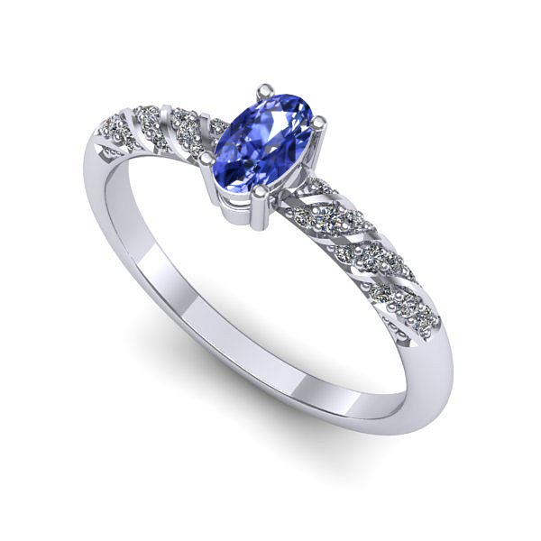 Inel din aur alb cu tanzanit