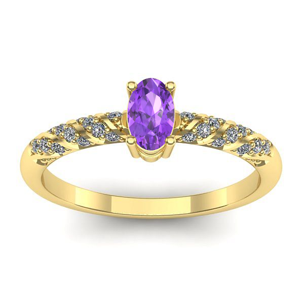 Inel de logodna cu ametist oval