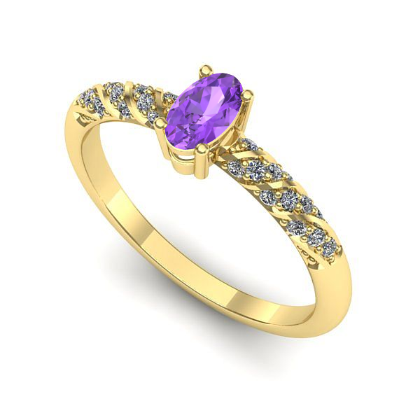 Inel din aur galben cu ametist