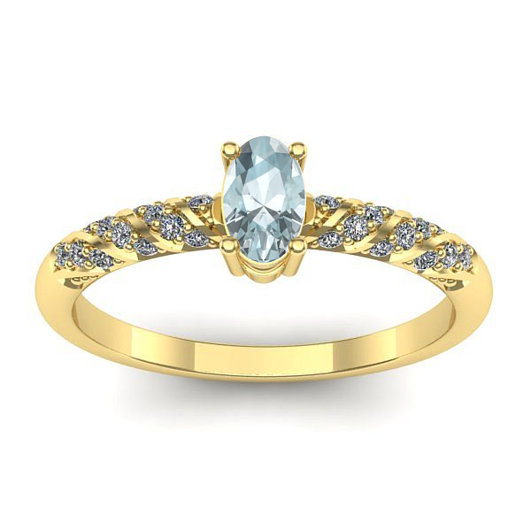 Inel logodna cu aquamarin oval