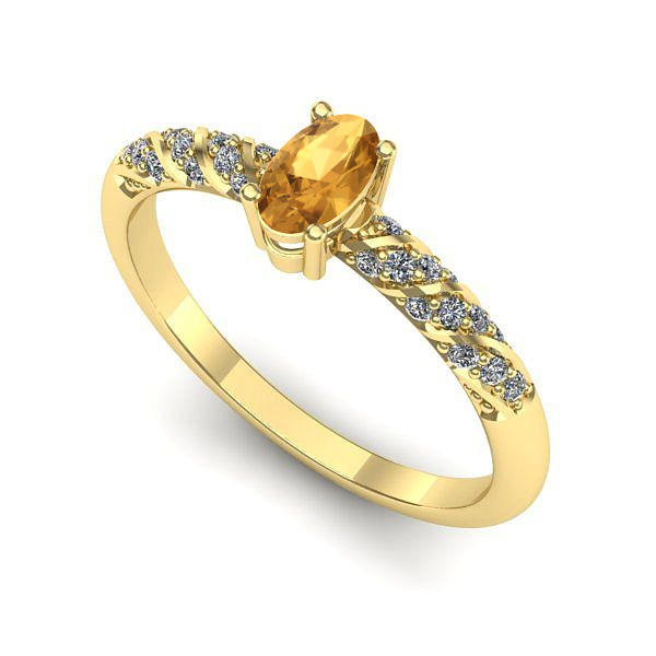 Inel de logodna din aur galben cu citrin