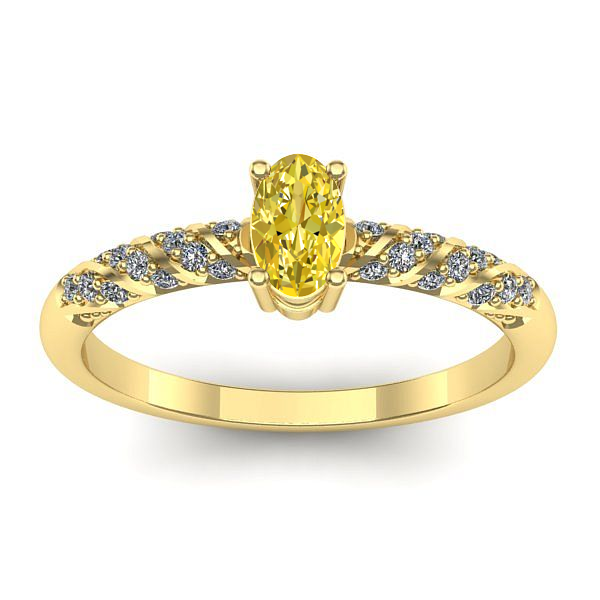 Inel cu safir galben oval