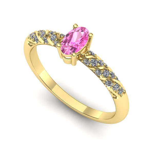 Inel de logodna din aur galben cu safir roz