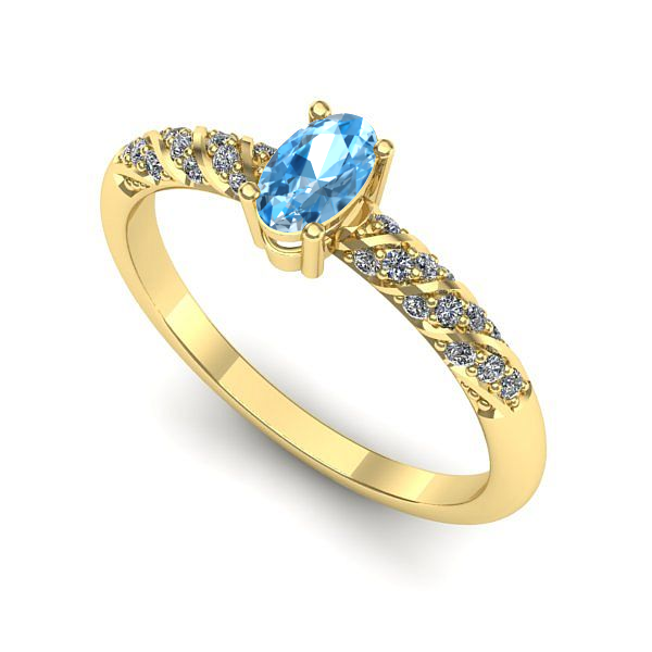Inel de logodna din aur galben cu topaz blue