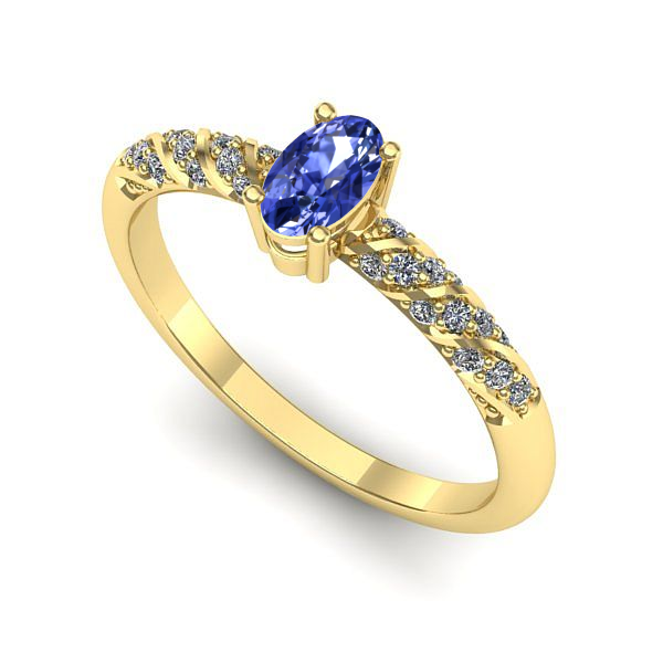 Inel din aur galben cu tanzanit