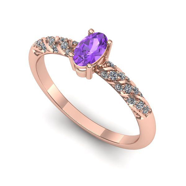 Inel din aur roz cu ametist