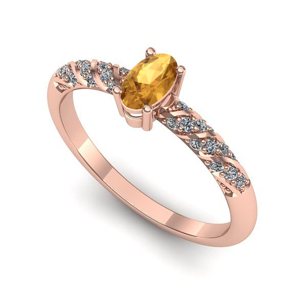 Inel de logodna din aur roz cu citrin