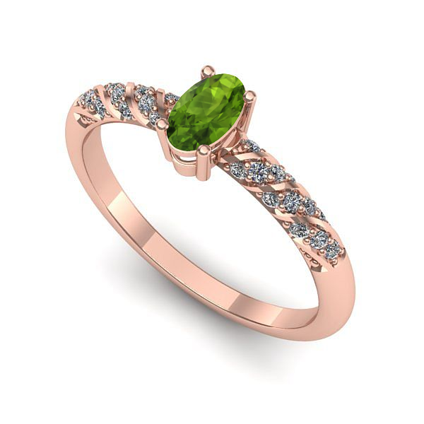 Inel din aur roz cu peridot