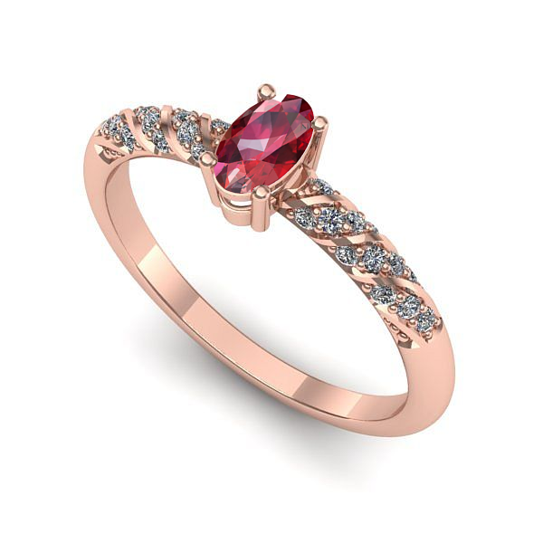 Inel din aur roz cu rubin