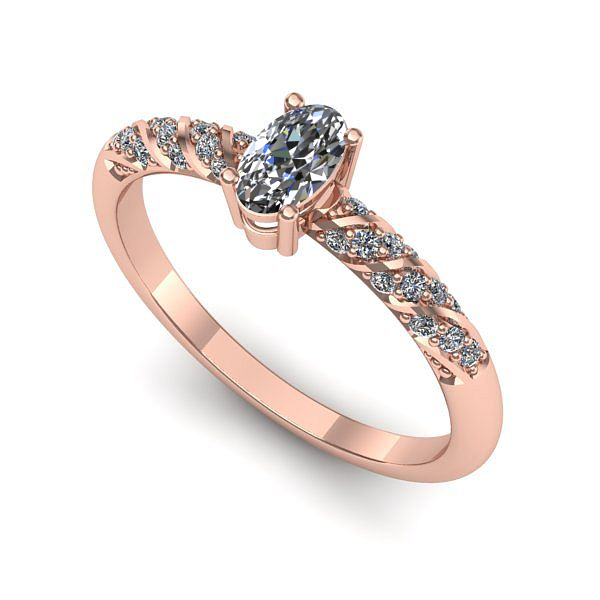 Inel din aur roz cu safir alb