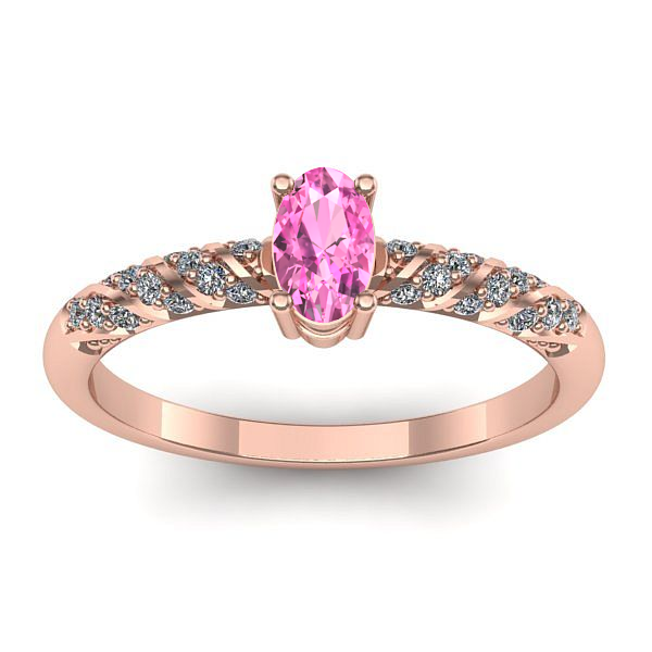 Inel cu safir roz oval