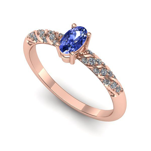 Inel de logodna din aur roz cu tanzanit
