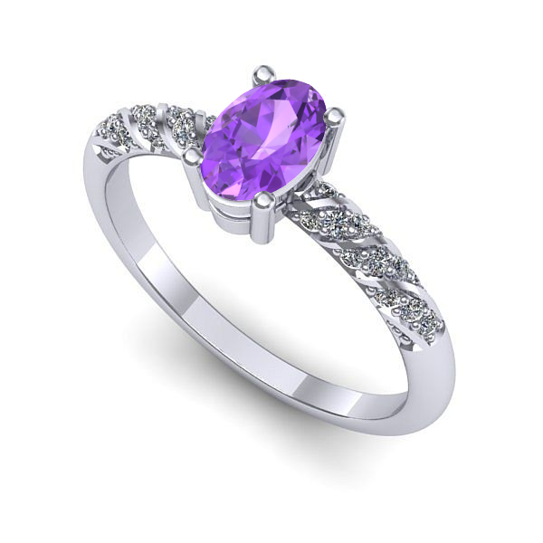 Inel de logodna din aur alb cu ametist
