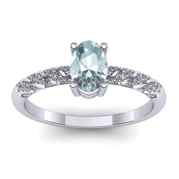 Inel logodna cu aquamarin oval