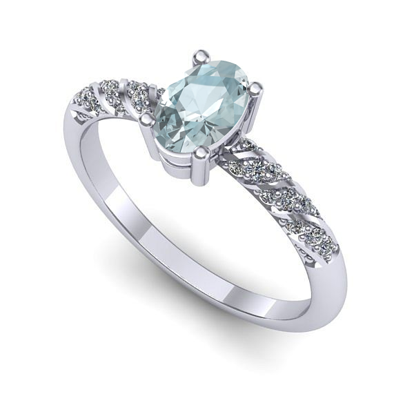 Inel de logodna din aur alb cu aquamarin