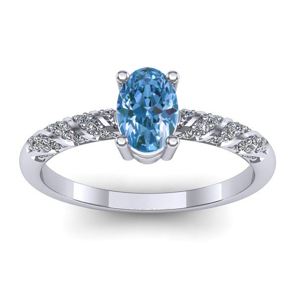 Inel logodna cu diamant de laborator albastru oval