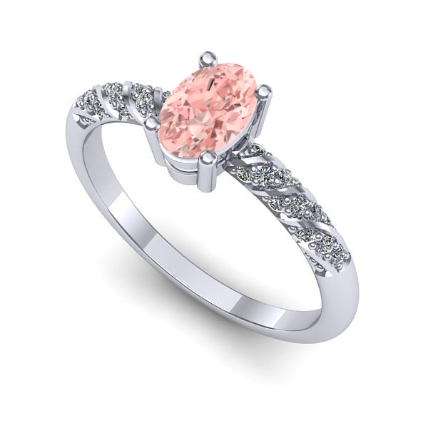 Inel logodna din aur alb cu diamant de laborator roz