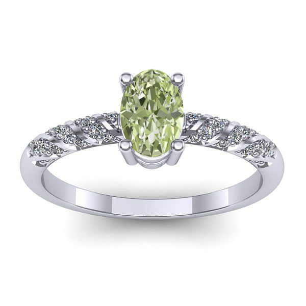 Inel logodna cu diamant de laborator verde oval