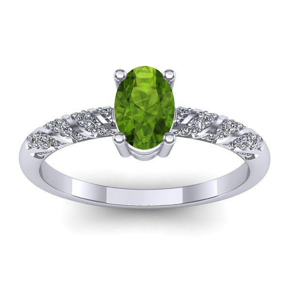 Inel de logodna cu peridot oval