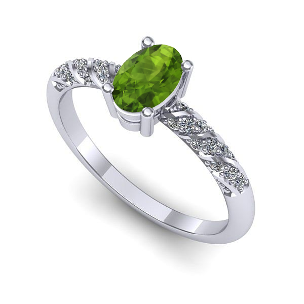 Inel din aur alb cu peridot