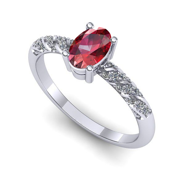 Inel din aur alb cu rubin