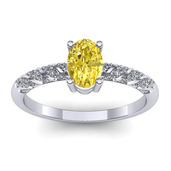 Inel logodna cu safir galben oval