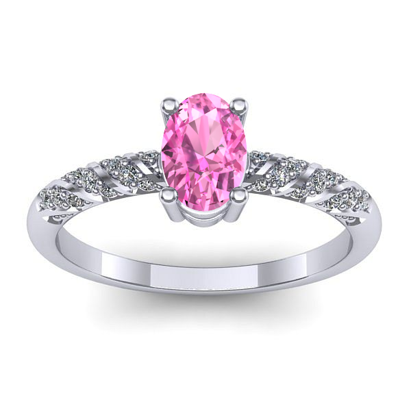 Inel logodna cu safir roz oval