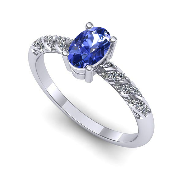 Inel din aur alb cu tanzanit