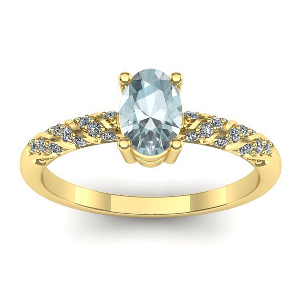 Inel logodna cu aquamarin oval