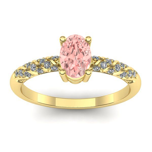 Inel cu diamant de laborator roz oval