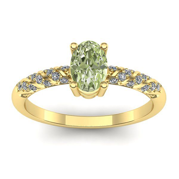 Inel logodna cu diamant de laborator verde oval