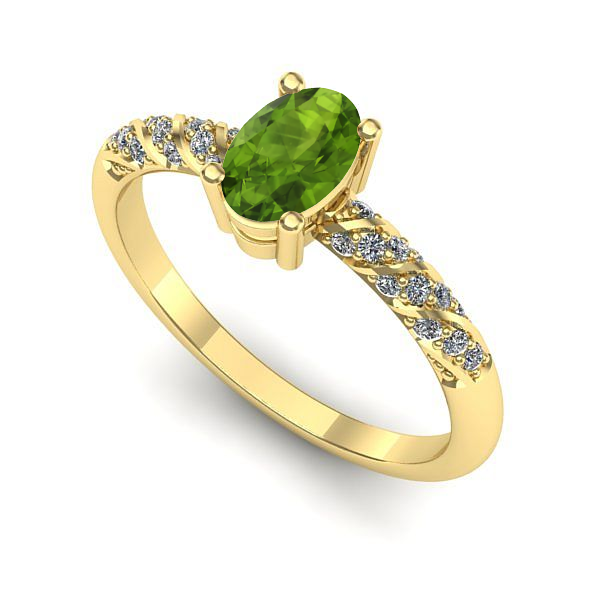 Inel de logodna din aur galben cu peridot